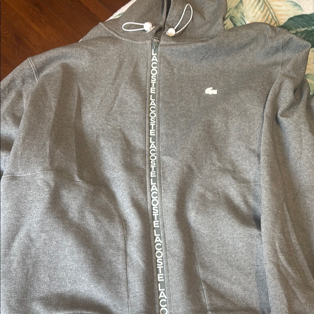 Lacoste Charcoal Hoodie with Logo Accent